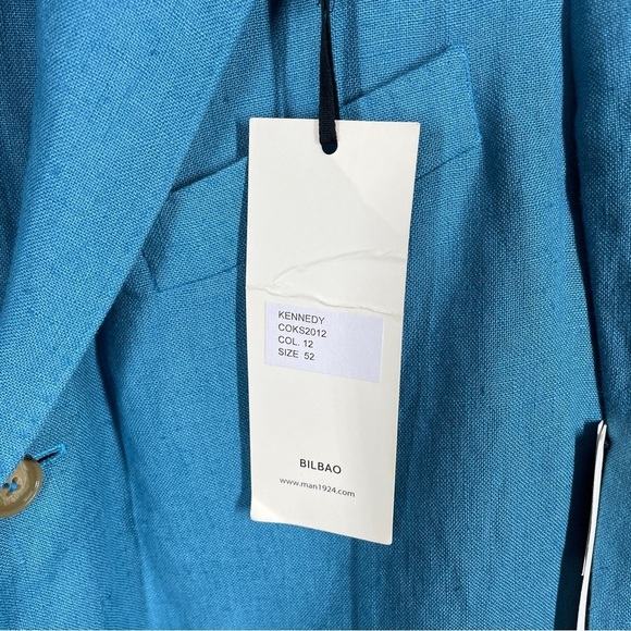 NWT Man 1924 Blue Kennedy Linen Blazer Size 52 - Picture 10 of 11